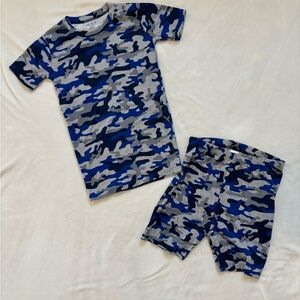 Kids Blue Camo T-Shirt and Shorts Set